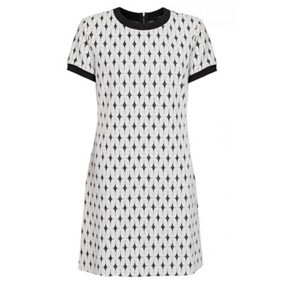 Quiz White And Black Knitted Jacquard Tunic Dress